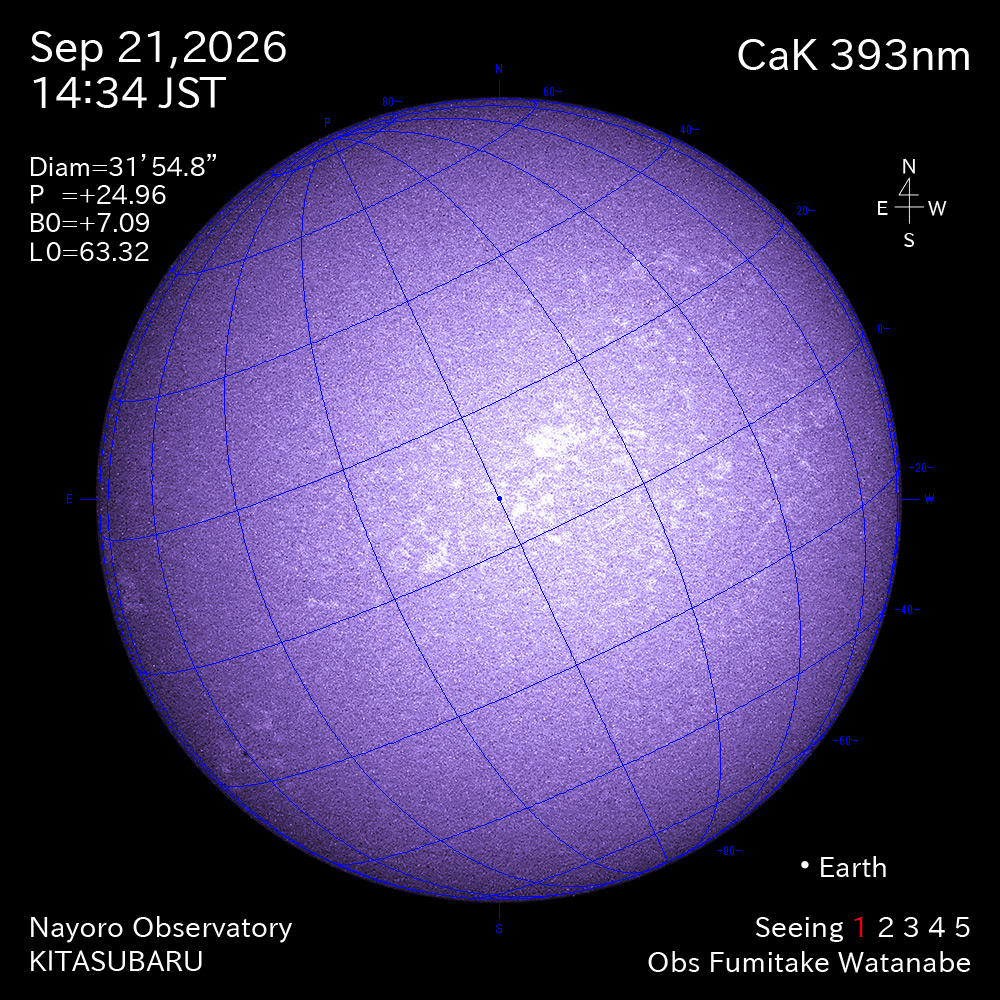 2026年9月21日 CaK波長の太陽